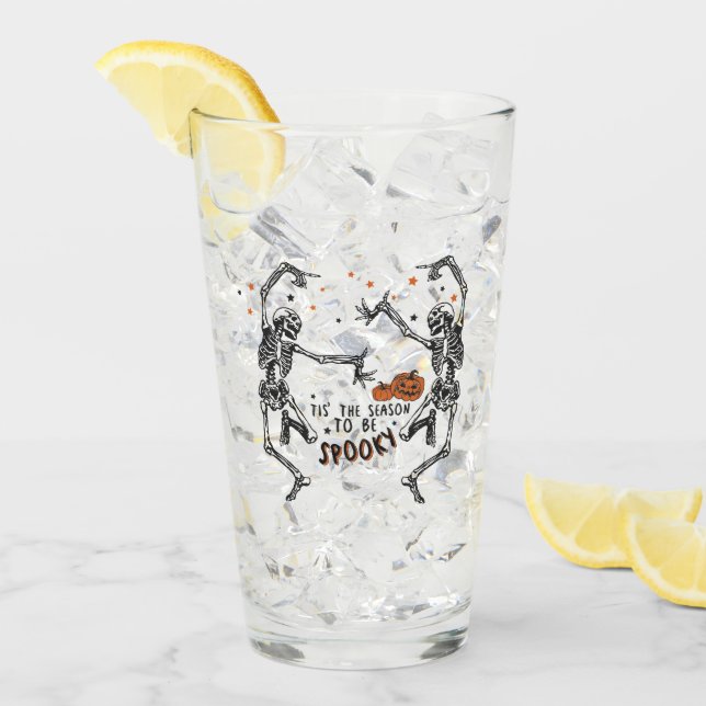 Spooky Season Skeletons Dancing Glass (Front Ice)