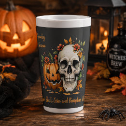 Spooky Season Skull Pumpkin Halloween Latte Mug