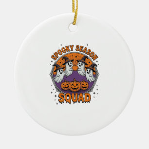 Spooky Season Squad Cute Ghost Halloween Shirt_1 Ceramic Tree Decoration