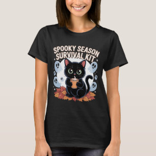 Spooky Season Survival Kit Cute Black Cat T-Shirt