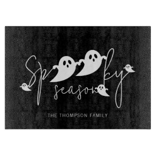 Spooky Season Text And Ghost Silhouettes Halloween Cutting Board