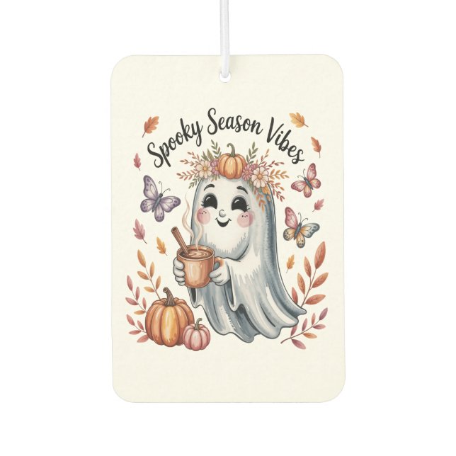Spooky Season Vibes Ghost Car Air Freshener (Front)