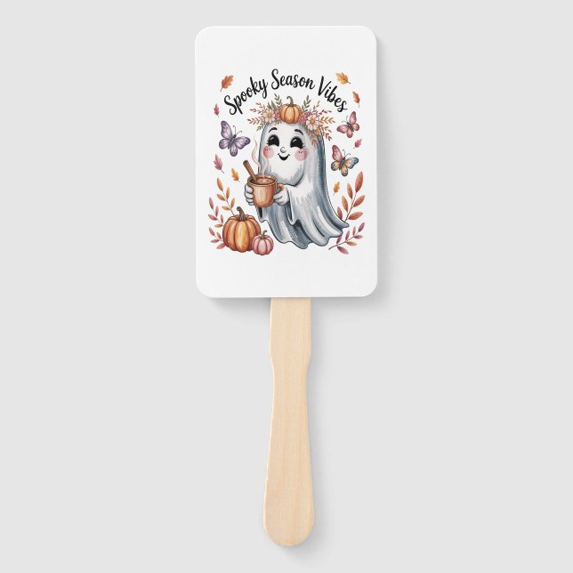 Spooky Season Vibes Ghost Hand Fan (Front)