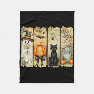 Spooky Season Vintage Halloween Ghost Pumpkin Coqu Fleece Blanket
