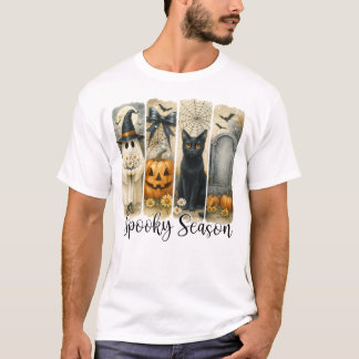 Spooky Season Vintage Halloween Ghost Pumpkin T-Shirt