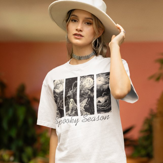 Spooky Season Vintage Halloween Ghost Pumpkin  T-Shirt (Creator Uploaded)