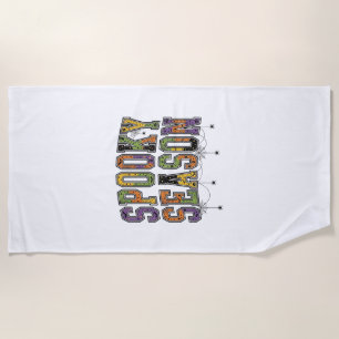 Spooky Season Vintage Halloween Typography Design_ Beach Towel