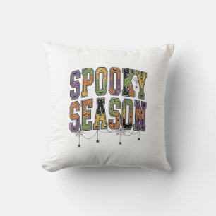 Spooky Season Vintage Halloween Typography Design_ Cushion