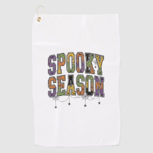Spooky Season Vintage Halloween Typography Design_ Golf Towel