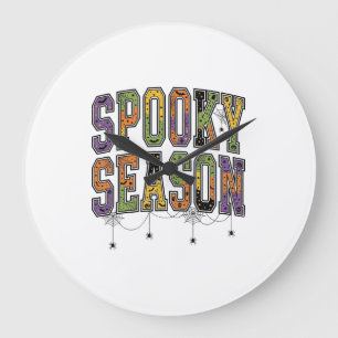 Spooky Season Vintage Halloween Typography Design_ Large Clock