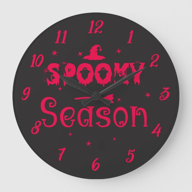 Spooky Season Witch Hat Halloween Wall Clock (Front)