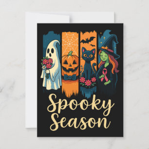 Spooky Season with Pink Ribbon Halloween Awareness Postcard