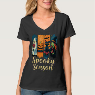 Spooky Season with Pink Ribbon Halloween Awareness T-Shirt