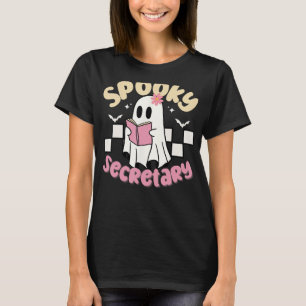 Spooky Secretary Boo Ghost Retro Groovy Funny Hall T-Shirt