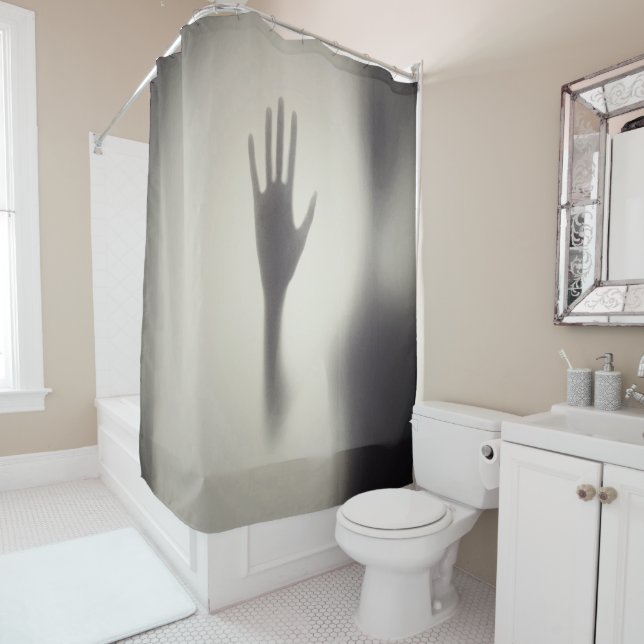 Spooky Shadow Halloween Party Shower Curtain (In Situ)