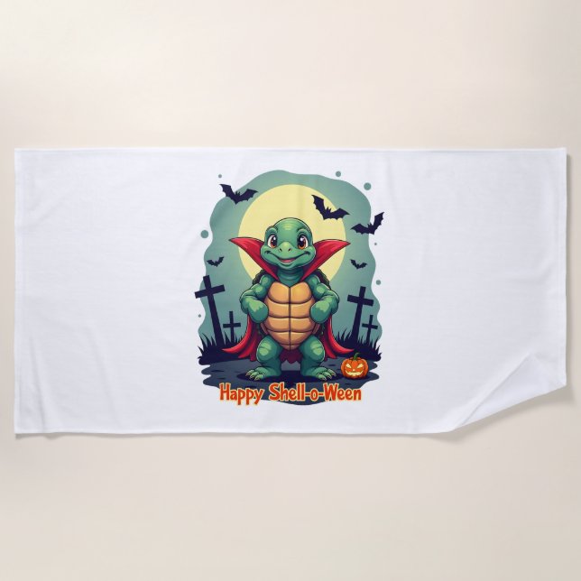 Spooky Shell Surprise Turtle Beach Towel (Front)