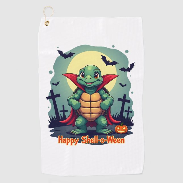 Spooky Shell Surprise Turtle Golf Towel (Front)