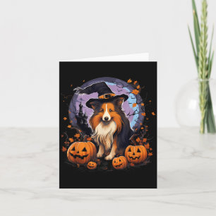 Spooky Sheltie Dog Witch Halloween Card