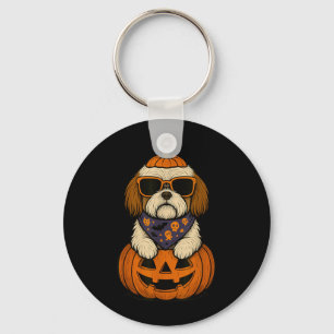 Spooky Shih Tzu Pumpkin Halloween Dog Lover Key Ring