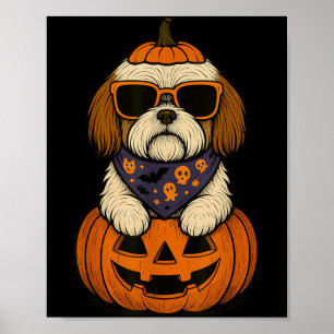 Spooky Shih Tzu Pumpkin Halloween Dog Lover Poster