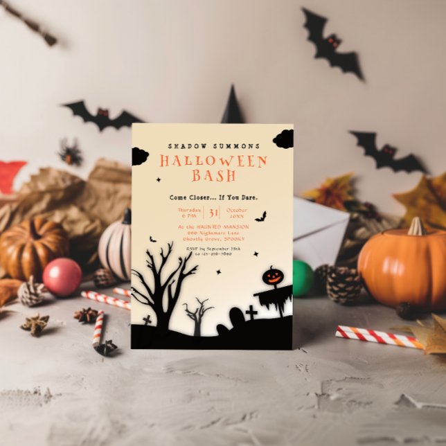 Spooky Silhouette  Haunted Graveyard Halloween Invitation (Creator Uploaded)
