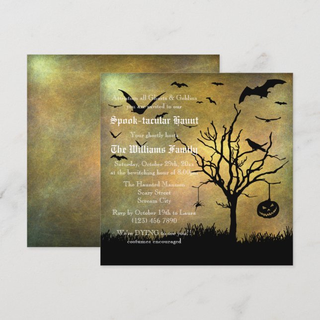 Spooky Silhouettes Grungy  Halloween Invitation (Front/Back)