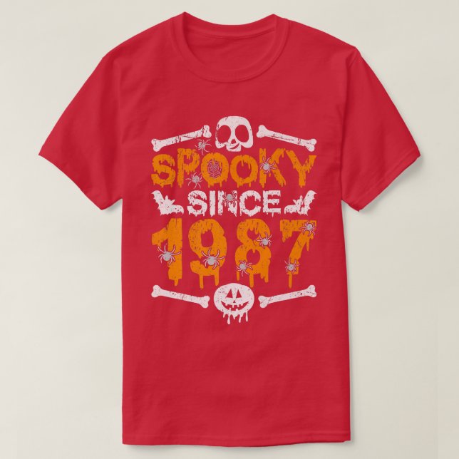 Spooky Since 1987 Scary Skeleton 35th Birthday Hal T-Shirt (Design Front)