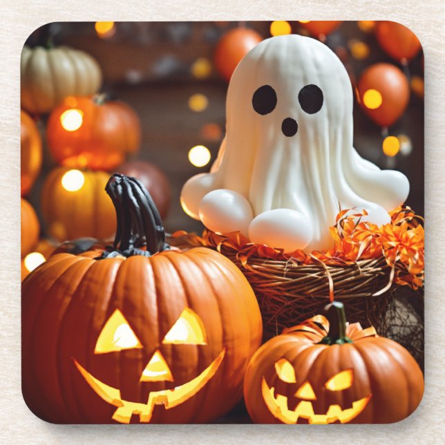 Spooky Sips: Halloween Hard Plastic Coasters (Front)