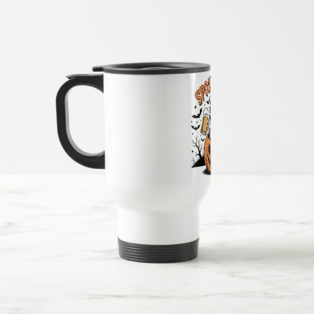 Spooky Sips Skeleton Lizard Halloween Travel Mug (Left)