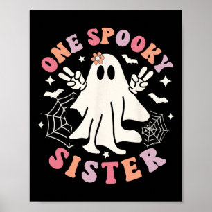 Spooky Sister Ghost Spooky Retro Family Halloween  Poster
