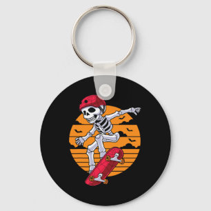 Spooky Skateboarding Skeleton Funny Skater Key Ring