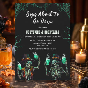 Spooky Skeleton Adult Halloween Party Invitation
