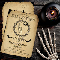 Spooky Skeleton and Bats Wreath Halloween Party 