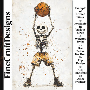 Spooky Skeleton Basketball Player AJ7 Decoupage Tissue Paper