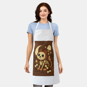 Spooky Skeleton Cat All-Over Print Apron, Medium Apron