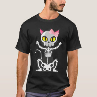 Spooky Skeleton Cat Halloween Costume T-Shirt
