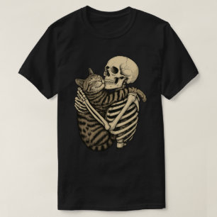 Spooky Skeleton & Cat Hug – Creepy Cute Halloween T-Shirt