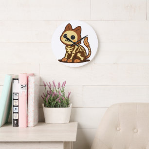 Spooky Skeleton Cat  Large Clock