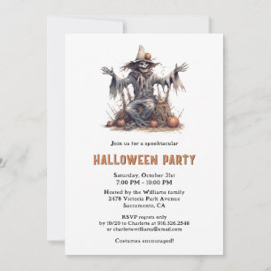 Spooky Skeleton Cemetery Halloween Party Invitation