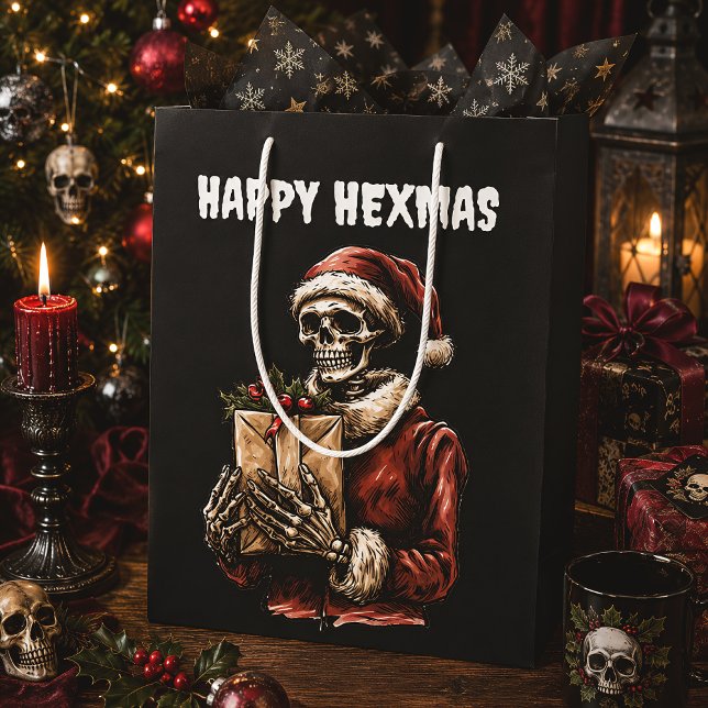 Spooky Skeleton Christmas Creepmas Medium Gift Bag (Creator Uploaded)