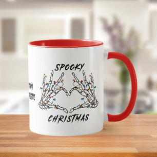 Spooky Skeleton Christmas Love Spooky Vibes Red Mug