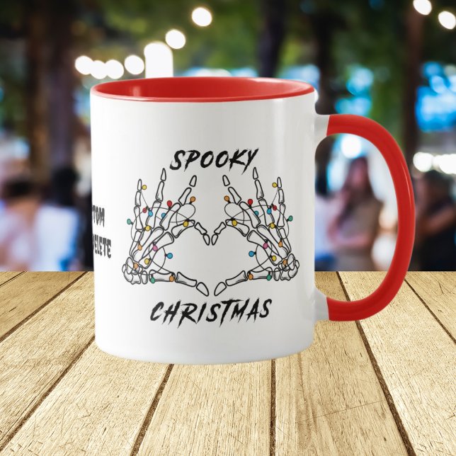 Spooky Skeleton Christmas Love  Spooky Vibes Red Mug (Creator Uploaded)