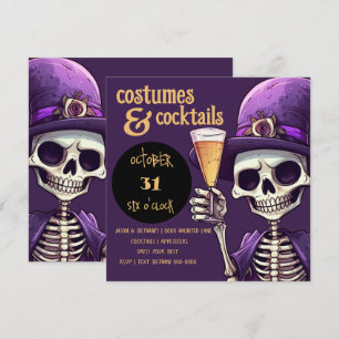 Spooky Skeleton Costumes and Cocktails Party Invitation