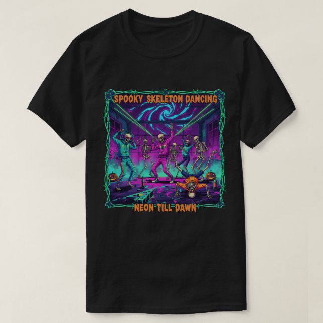 Spooky Skeleton Dancing T-Shirt (Design Front)
