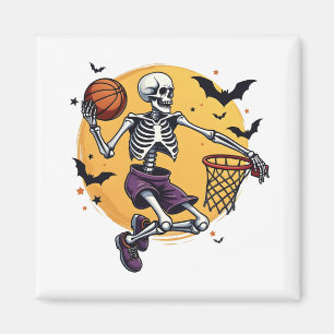 Spooky Skeleton Dunking Basketball Graveyard   Magnet