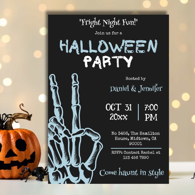 Spooky skeleton fright night fun Halloween  Invitation (Creator Uploaded)