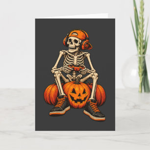 Spooky Skeleton Gaming Halloween Controller Boys Card