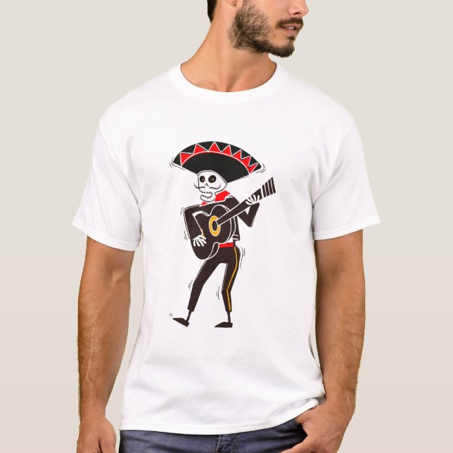 Spooky Skeleton Guitar Player T-Shirt (Front)