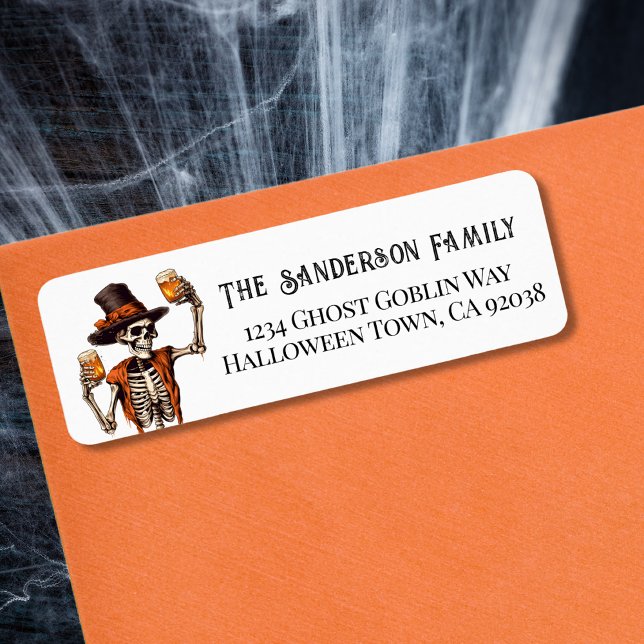 Spooky Skeleton Halloween Party Address (Spooky Skeleton Halloween Party Label)