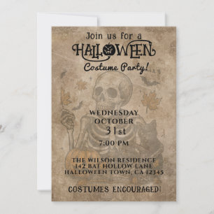 Spooky Skeleton Halloween Party Invitation